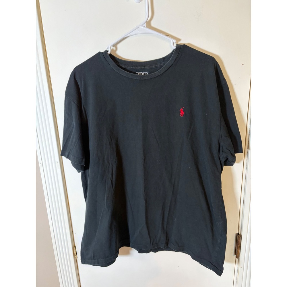 Polo Ralph Lauren Mens XL Black Short Sleeve Cotton T-Shirt Red Pony Logo